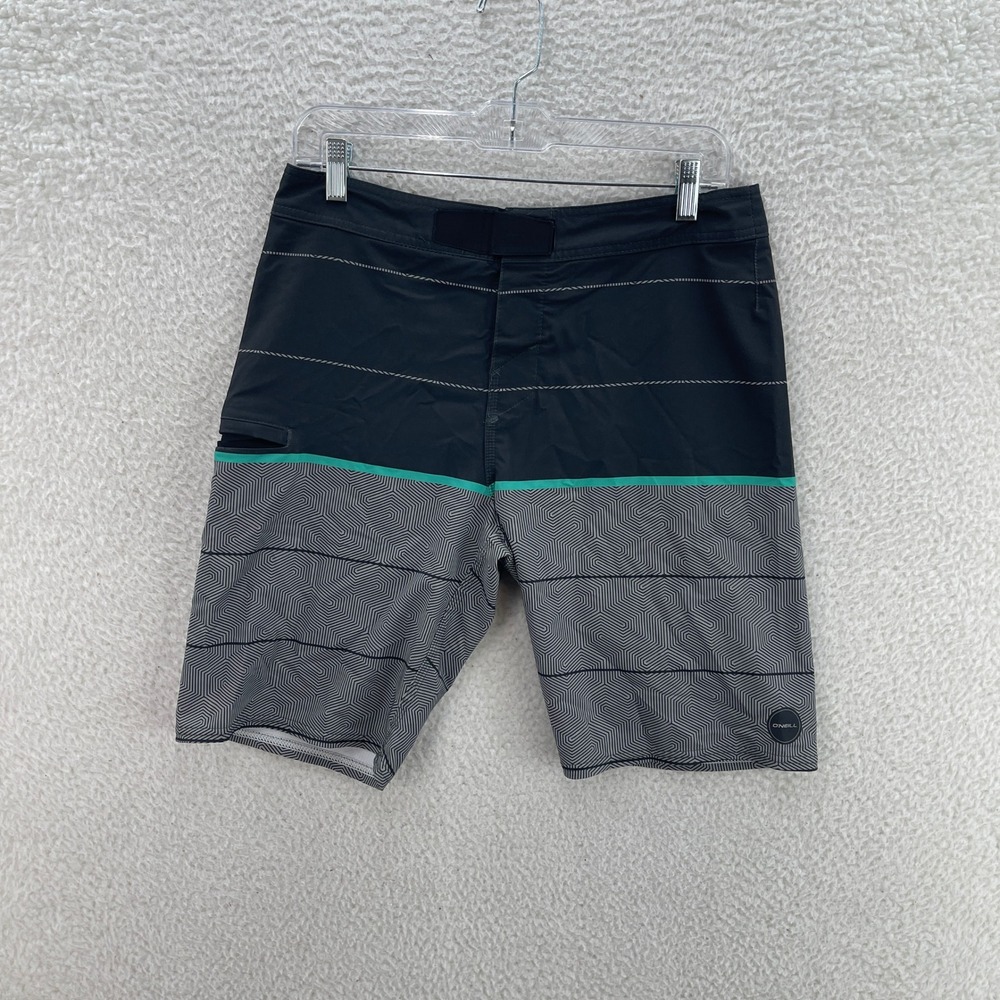 Oneill Board Shorts Mens 29 Black Gray Hyperfreak Hydro No Tie Fly Swim Beach